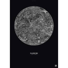 Affiche Nairobi – Poster vue satellite 2.5km N&B | Gravura – Fon