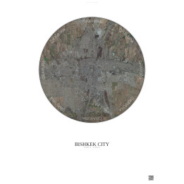Affiche Bishkek City – Poster vue satellite 10km Couleur | Gravu