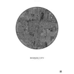 Bishkek City Satellite View Poster 6km B&W | Gravura – Light bac