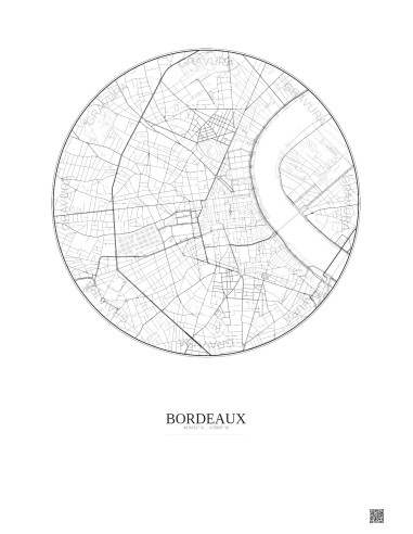 Affiche Bordeaux – Poster carte de ville 2.5km | Gravura – Fond clair