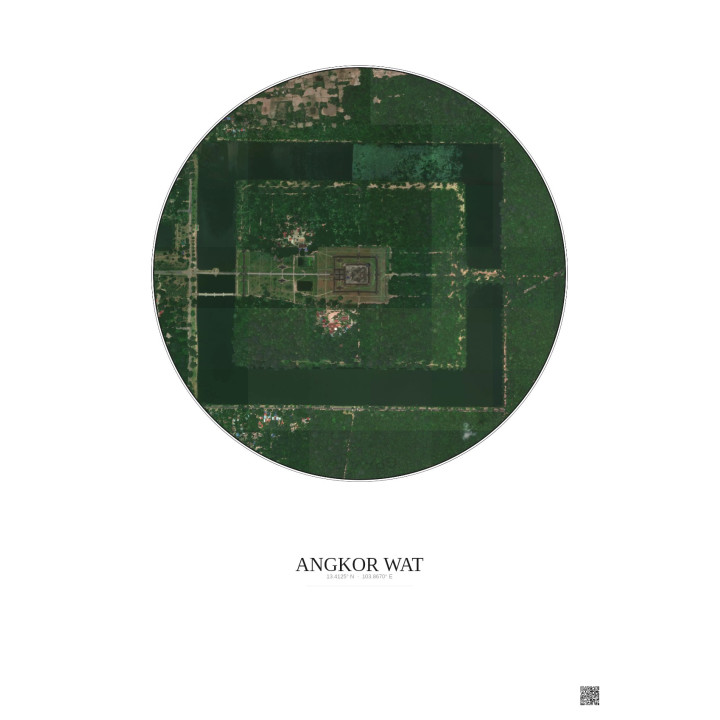 Affiche Angkor Wat – Poster vue satellite 1km Couleur | Gravura 