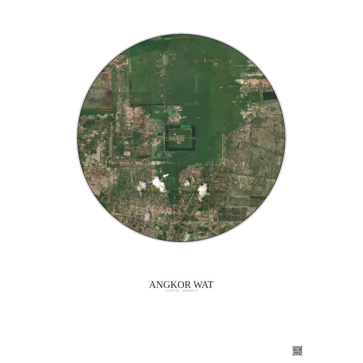 Affiche Angkor Wat – Poster vue satellite 5km Couleur | Gravura 