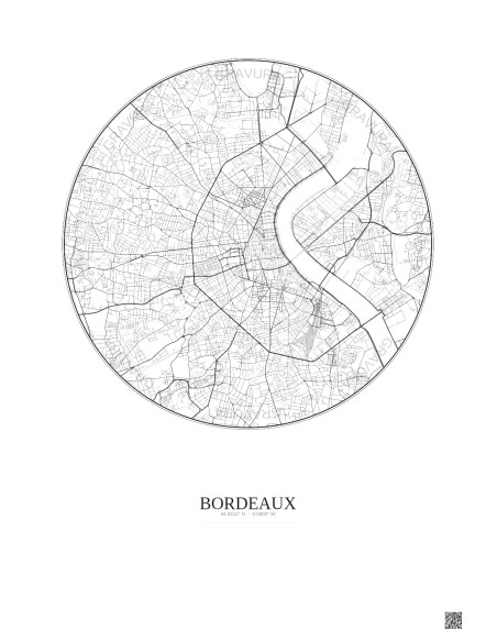Affiche Bordeaux – Poster carte de ville 5km | Gravura – Fond clair
