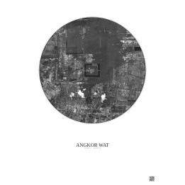 Angkor Wat Satellite View Poster 5km B&W | Gravura – Light backg