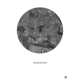 Affiche Angkor Wat – Poster vue satellite 30km N&B | Gravura – F