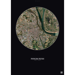 Affiche Phnom Penh – Poster vue satellite 10km Couleur | Gravura
