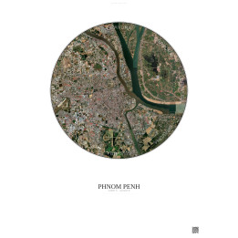 Affiche Phnom Penh – Poster vue satellite 10km Couleur | Gravura