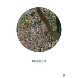 Affiche Phnom Penh – Poster vue satellite 2.5km Couleur | Gravur