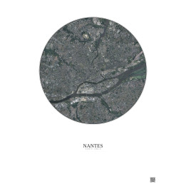 Affiche Nantes – Poster vue satellite 5km Couleur | Gravura – Fond clair