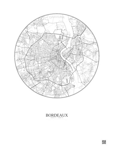 Bordeaux City Map Poster 10km | Gravura – Light background
