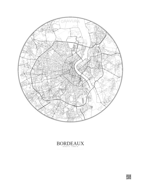 Bordeaux City Map Poster 10km | Gravura – Light background