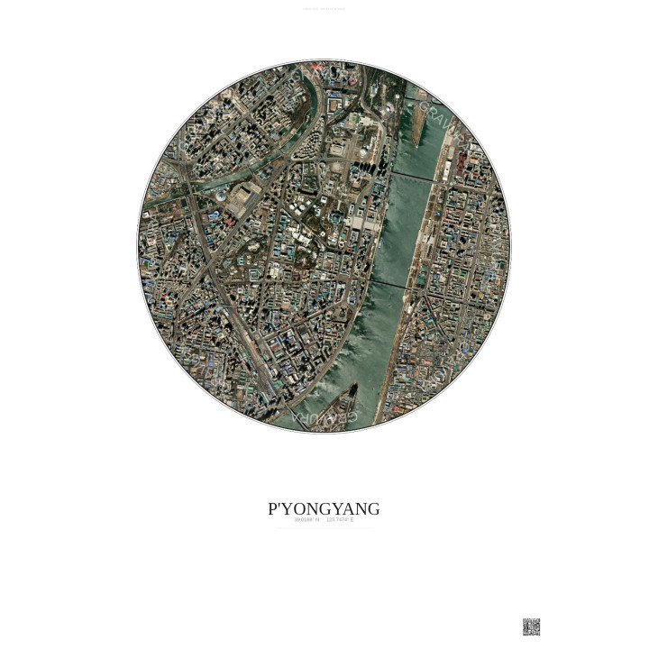 Affiche P Yongyang – Poster vue satellite 2.5km Couleur | Gravur