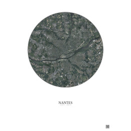 Affiche Nantes – Poster vue satellite 10km Couleur | Gravura – Fond clair