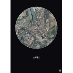 Affiche Arles – Poster vue satellite 2.5km Couleur | Gravura – Fond foncé