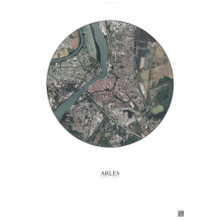 Affiche Arles – Poster vue satellite 2.5km Couleur | Gravura – Fond clair