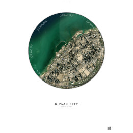 Affiche Kuwait City – Poster vue satellite 2.5km Couleur | Gravu