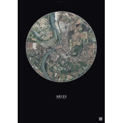Affiche Arles – Poster vue satellite 5km Couleur | Gravura – Fond foncé