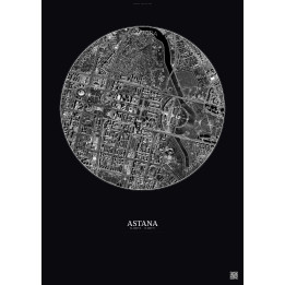 Affiche Astana – Poster vue satellite 2.5km N&B | Gravura – Fond