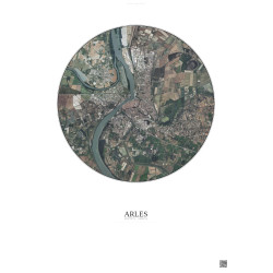Affiche Arles – Poster vue satellite 5km Couleur | Gravura – Fond clair