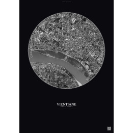 Affiche Vientiane – Poster vue satellite 2.5km N&B | Gravura – F