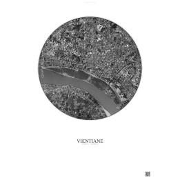 Affiche Vientiane – Poster vue satellite 2.5km N&B | Gravura – F