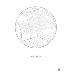 Affiche Kinshasa – Poster carte de ville 2.5km | Gravura – Fond clair