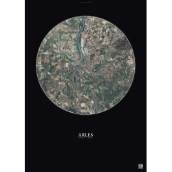Affiche Arles – Poster vue satellite 10km Couleur | Gravura – Fond foncé