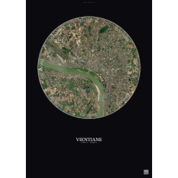 Vientiane Satellite View Poster 6km Color | Gravura – Dark backg