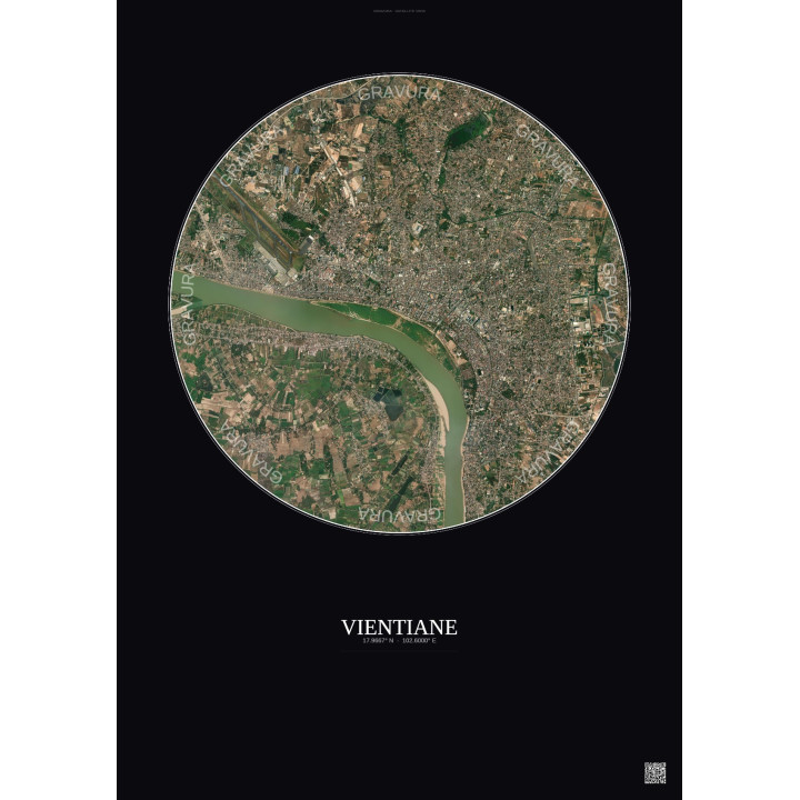 Affiche Vientiane – Poster vue satellite 6km Couleur | Gravura –