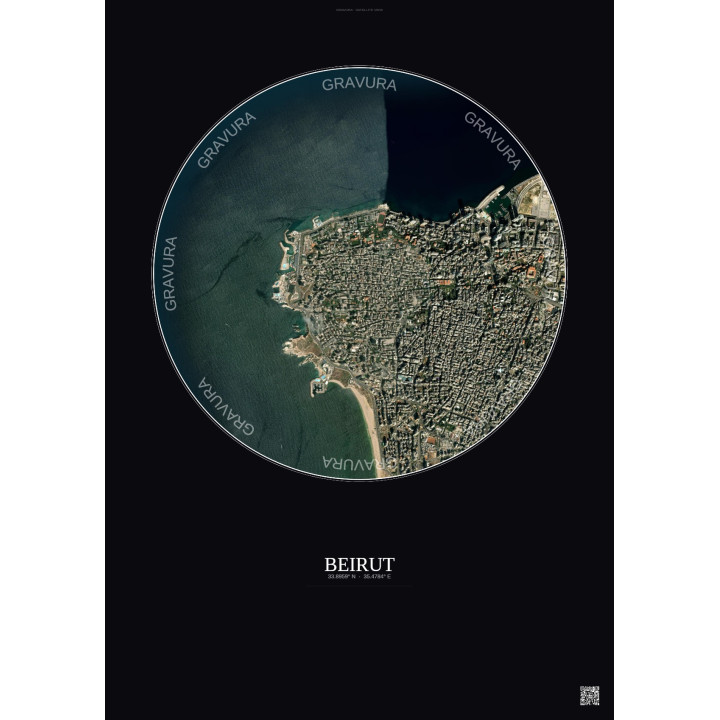Affiche Beirut – Poster vue satellite 2.5km Couleur | Gravura – 