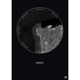 Affiche Beirut – Poster vue satellite 6km N&B | Gravura – Fond f