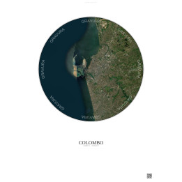 Affiche Colombo – Poster vue satellite 10km Couleur | Gravura – 