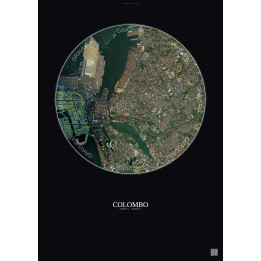 Colombo Satellite View Poster 2.5km Color | Gravura – Dark backg