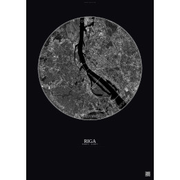 Affiche Riga – Poster vue satellite 6km N&B | Gravura – Fond fon