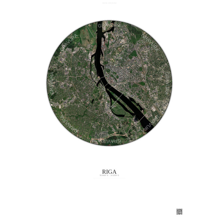 Affiche Riga – Poster vue satellite 6km Couleur | Gravura – Fond