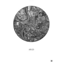 Affiche Arles – Poster vue satellite 5km N&B | Gravura – Fond clair