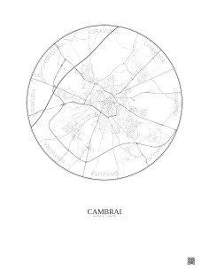 Affiche Cambrai – Poster carte de ville 5km | Gravura – Fond clair