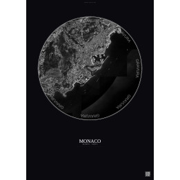 Affiche Monaco – Poster vue satellite 2.5km N&B | Gravura – Fond