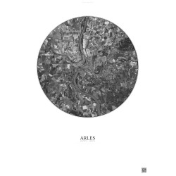 Affiche Arles – Poster vue satellite 10km N&B | Gravura – Fond clair