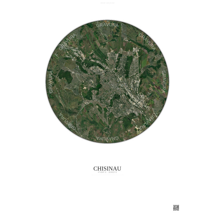 Affiche Chisinau – Poster vue satellite 10km Couleur | Gravura –