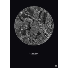Affiche Chisinau – Poster vue satellite 6km N&B | Gravura – Fond