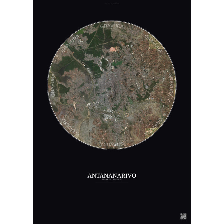 Affiche Antananarivo – Poster vue satellite 10km Couleur | Gravu