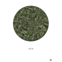 Affiche Auch – Poster vue satellite 2.5km Couleur | Gravura – Fond clair