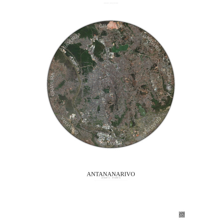 Affiche Antananarivo – Poster vue satellite 6km Couleur | Gravur