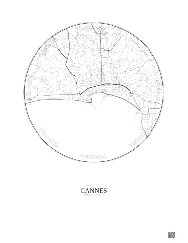 Cannes City Map Poster 2.5km | Gravura – Light background