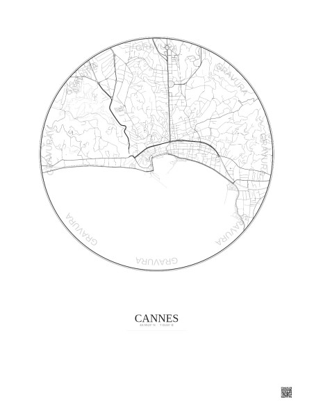 Cannes City Map Poster 2.5km | Gravura – Light background