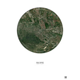 Affiche Skopje – Poster vue satellite 6km Couleur | Gravura – Fo
