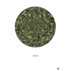 Affiche Auch – Poster vue satellite 5km Couleur | Gravura – Fond clair