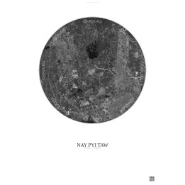 Nay Pyi Taw Satellite View Poster 10km B&W | Gravura – Light bac
