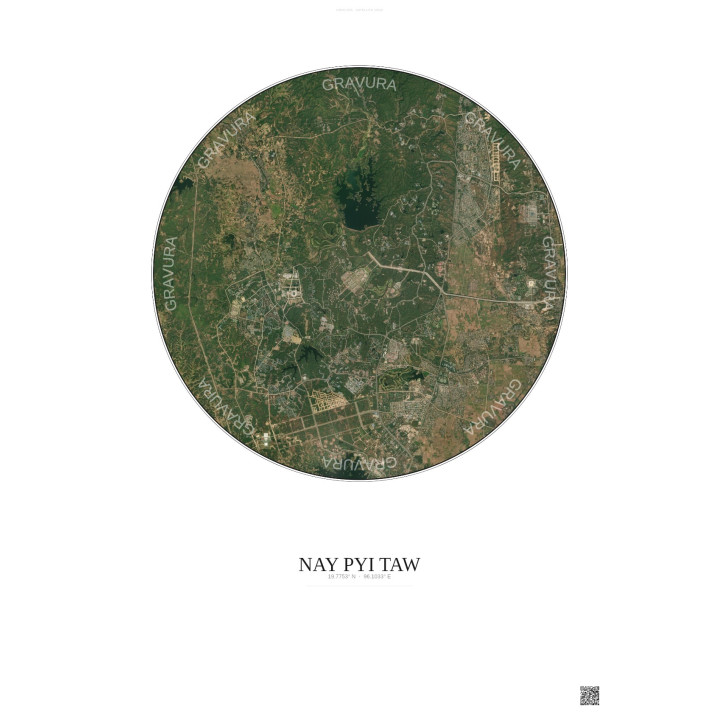 Nay Pyi Taw Satellite View Poster 10km Color | Gravura – Light b